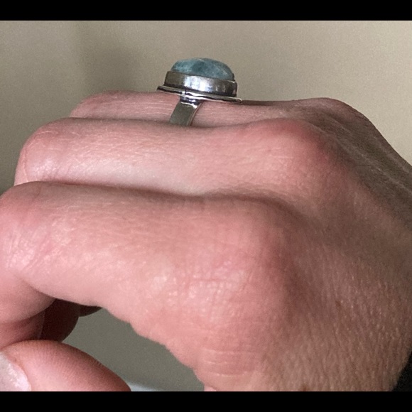 Sterling Silver Larimar Teardrop Ring - Picture 12 of 15